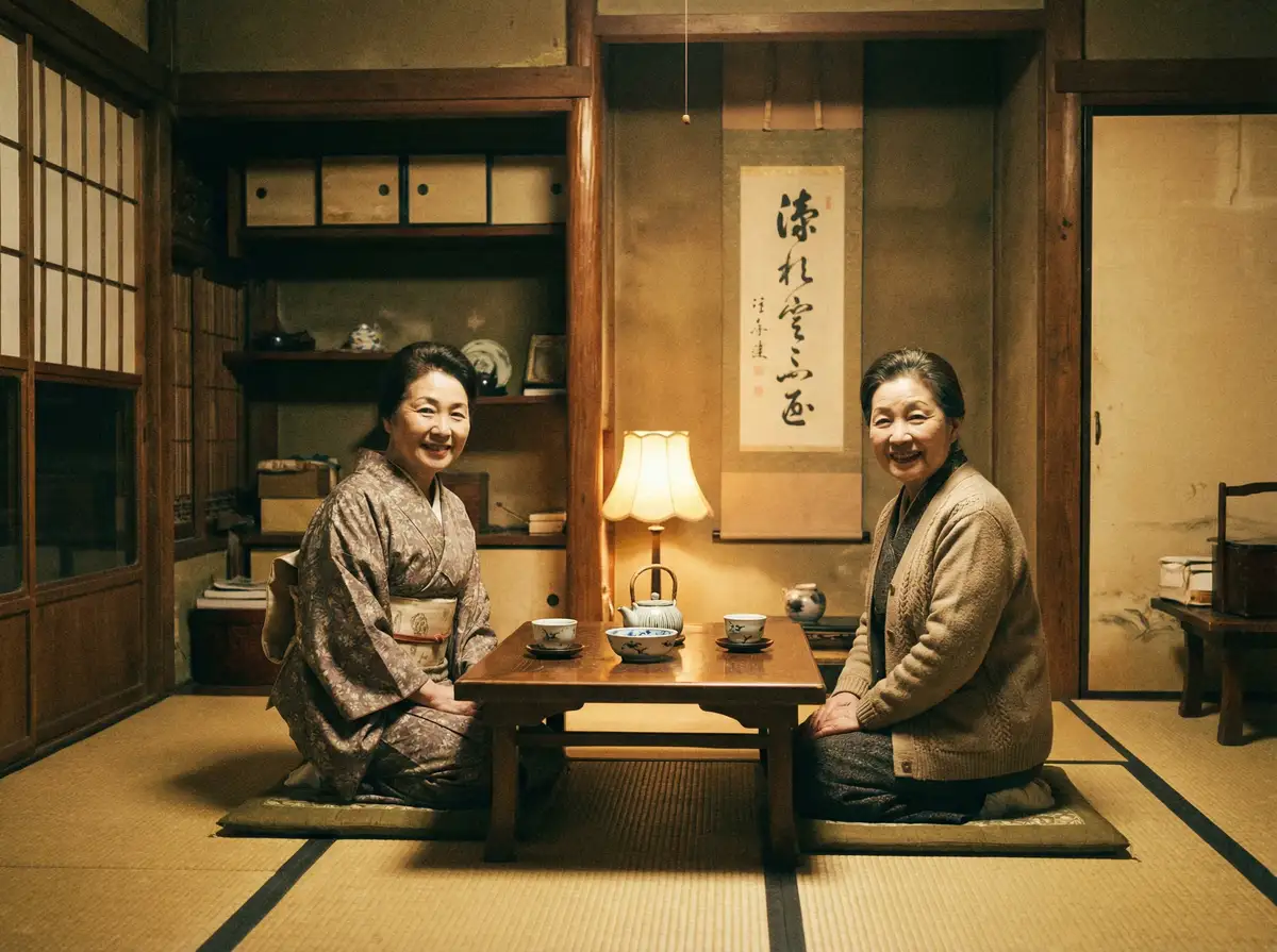 两位优雅的 蜀山战纪第四季迅雷下载 在日式茶室中品茶交谈